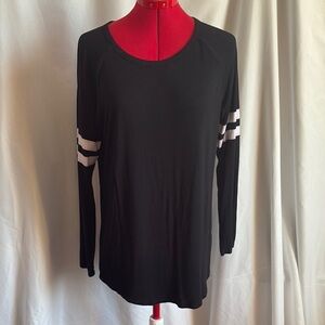 MM48 Revamped Black Long Sleeve Top with White Stripes